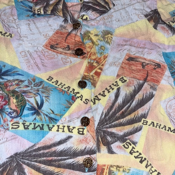 Caribbean Joe Multicolor Tropical Print Men's Shirt - Picture 4 of 5